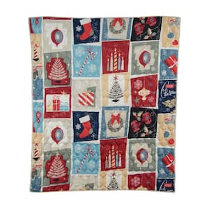 Retro Christmas Multicolor Microfiber Throw Blanket