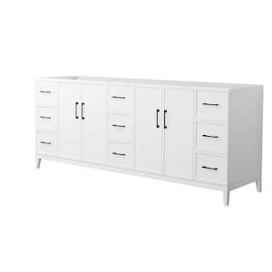 Elan 83 in. W x 21.5 in. D x 34.25 in. H Double Bath Vanity Cabinet without Top in White with Matte Black Trim
