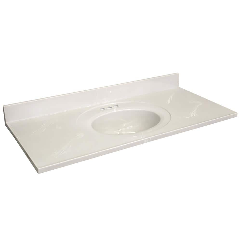 49-Inch White Cultured Marble Vanity Top with Backsplash