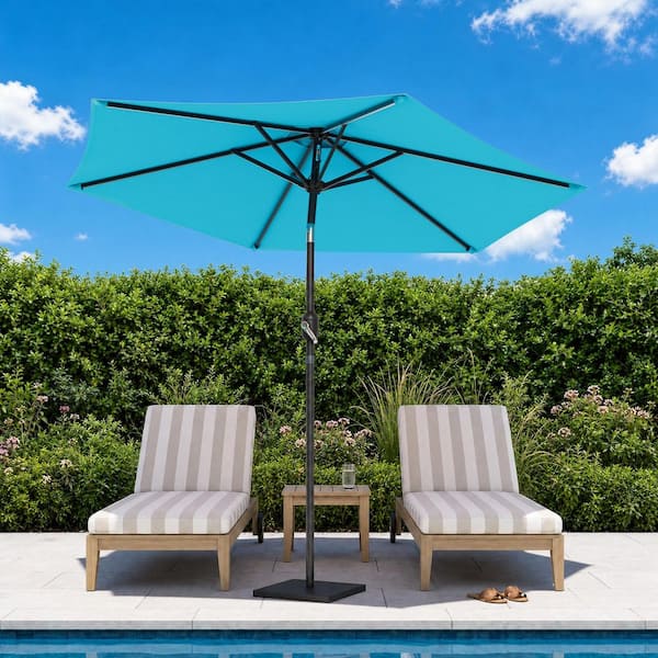 7.5 ft. Round Patio Umbrella with UV Protection, Easy Tilt, and Wind-Resistant Features in Lake Blue