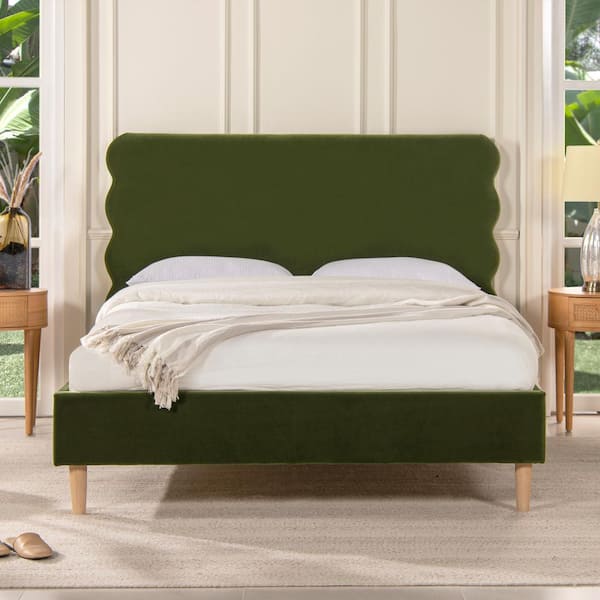 Jennifer Taylor Miramar Off-White Fabric Frame Queen Platform Bed with  Cushion Back Headboard 52340-3-879-1 - The Home Depot