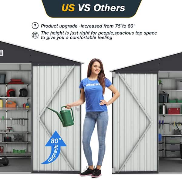 JAXPETY 10 ft. W x 8 ft. D Outdoor Storage Metal Shed