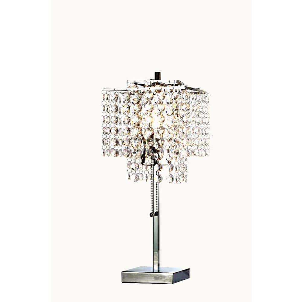 2 Tier Square Table Lamp Ore 73219, Ore International 20 25 In Silver Chandelier Table Lamp With Crystal Shade