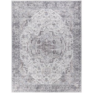 Machine Washable Series 1 Ivory Beige 10 ft. x 14 ft. Distressed Traditional Area Rug