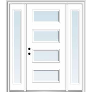 68.5 in. x 81.75 in. Celeste Right-Hand Inswing 4-Lite Clear Low-E Painted Fiberglass Prehung Front Door w/ Sidelites