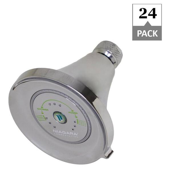 Niagara Conservation Earth Luxe 3Spray 3.35 in. Fixed Mount Round 1.25 GPM Showerhead in Chrome