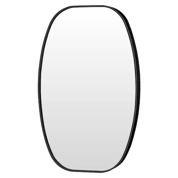 LuxHomez 24 in. W x 36 in. H Black Oval Wall Mirror Aluminum Frame
