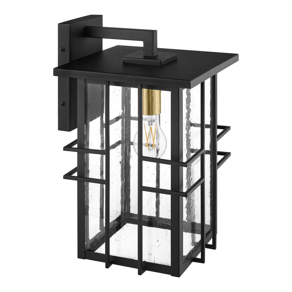 Hampton Bay Glenfield Medium 16 in. 1Light Black Outdoor Wall Light