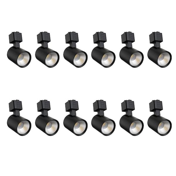 J-Type Track Head, Soft Black, Integrated LED Fixed Track Lighting, Cylinder, 5CCT, 800LM CRI90 (12-Pack)