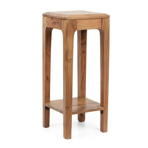 Noble House Arlene 29 in. Square Natural Wood Indoor Plant Stand