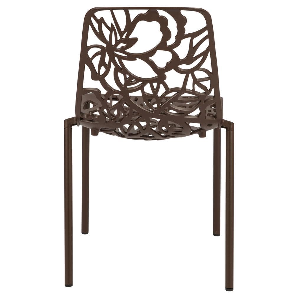 Devon Brown Aluminum Cut-Out Design Modern Outdoor Chair