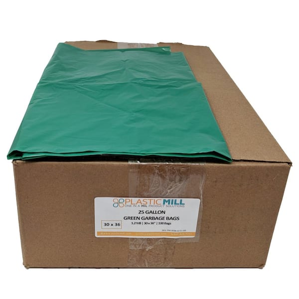 30 in. W x 36 in. H 30 Gal. 1.2 Mil Green Trash Bags (200-Count)