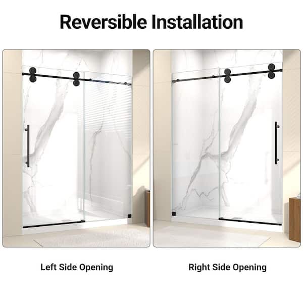 SHAAMA Valora 48 in. W x 76 in. H Single Sliding Frameless Shower