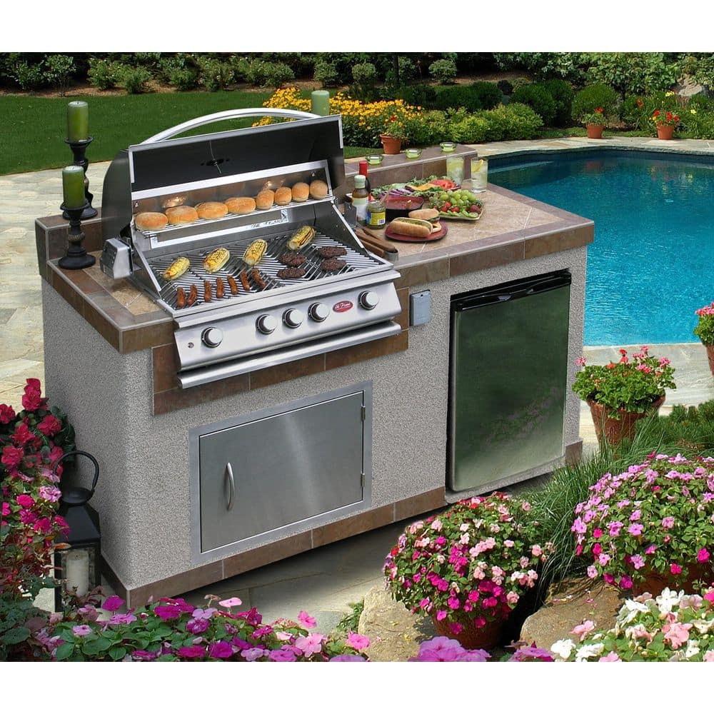 73.5'' Stainless Steel Propane Gas Grill Island with Rotisserie