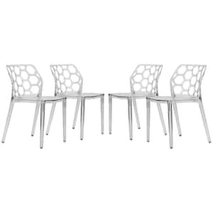 Dynamic Plastic Modern Honeycomb Design Kitchen & Dining Side Chair Clear Set of 4