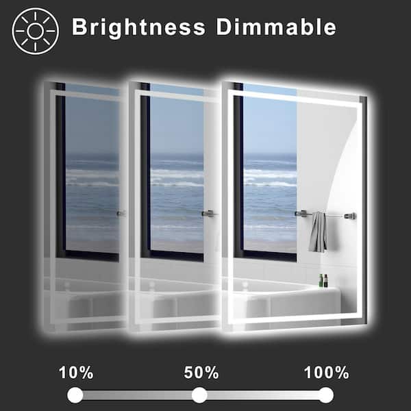 Sxiawe 36 in. W x 60 in. H Rectangular Frameless Anti-Fog LED