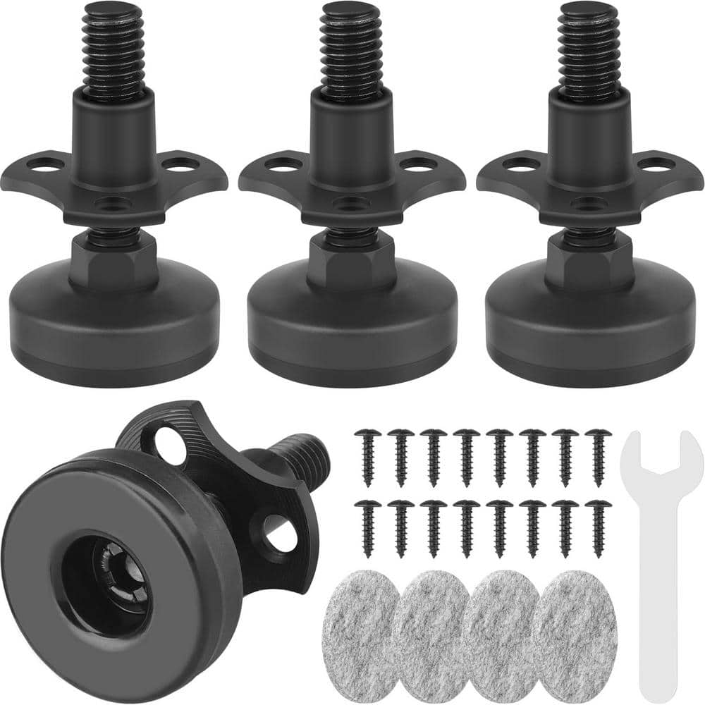 Angel Sar Black Heavy-Duty Adjustable Furniture Levelers 3/8 in.-16 ...