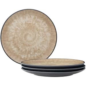 ColorKraft Essence Citrine (Brown) Stoneware Set of 4 Coupe Dinner Plates, 10.5"