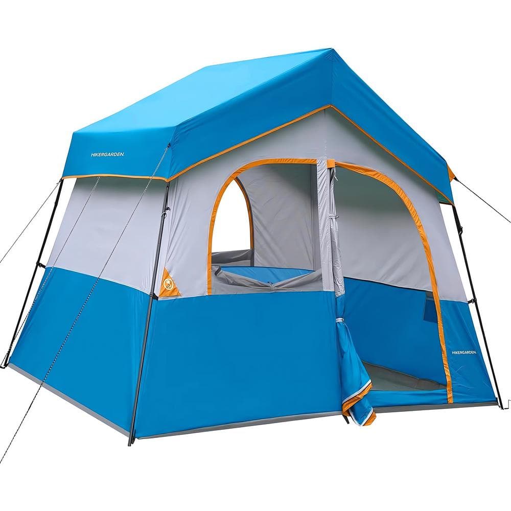 Sky Blue 6-Person Camping Tent-Portable Easy Set Up Family Tent for ...