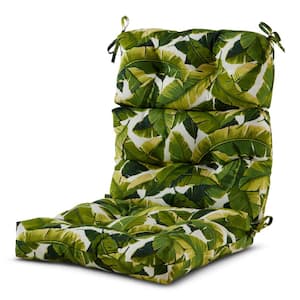 22 in. x 44 in. Outdoor High Back Dining Chair Cushion in Palm Leaves White