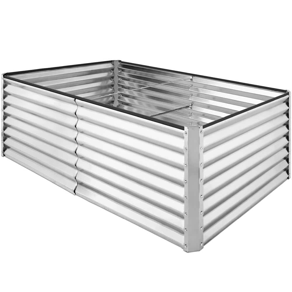 Best Choice Products 8 ft. x 4 ft. x 2 ft. Silver Outdoor Steel Raised