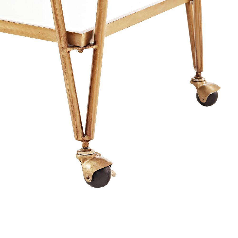 Mid-Century Glam Mirrored Gold Bar Cart with Spacious Storage