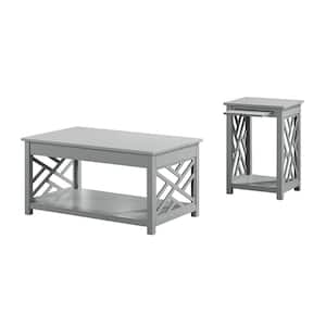 Coventry 2-Piece 36 in. Gray Medium Rectangle Wood Coffee Table Set with Tray