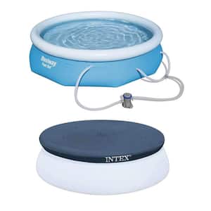 10 ft. x 30 in. Round Inflatable Above Ground Pool with Filter Pump with Intex 10 in. Pool Round Cover