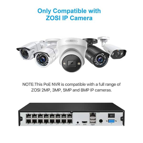 ZOSI ZR16DK ZR16SK ZR16HK 4K 16-Channel POE 4TB NVR Security