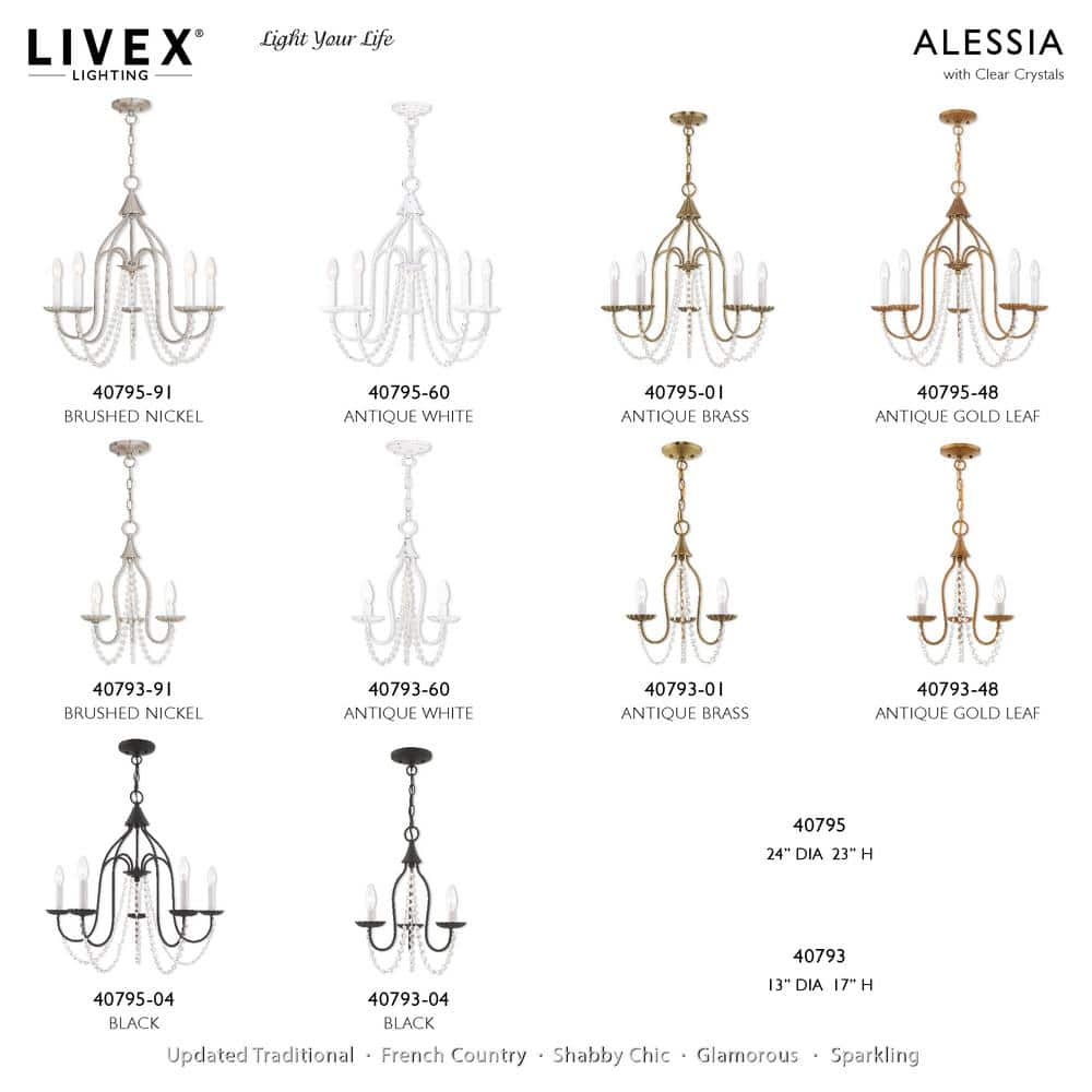 Black Mini Crystal 3-Light Candelabra Chandelier