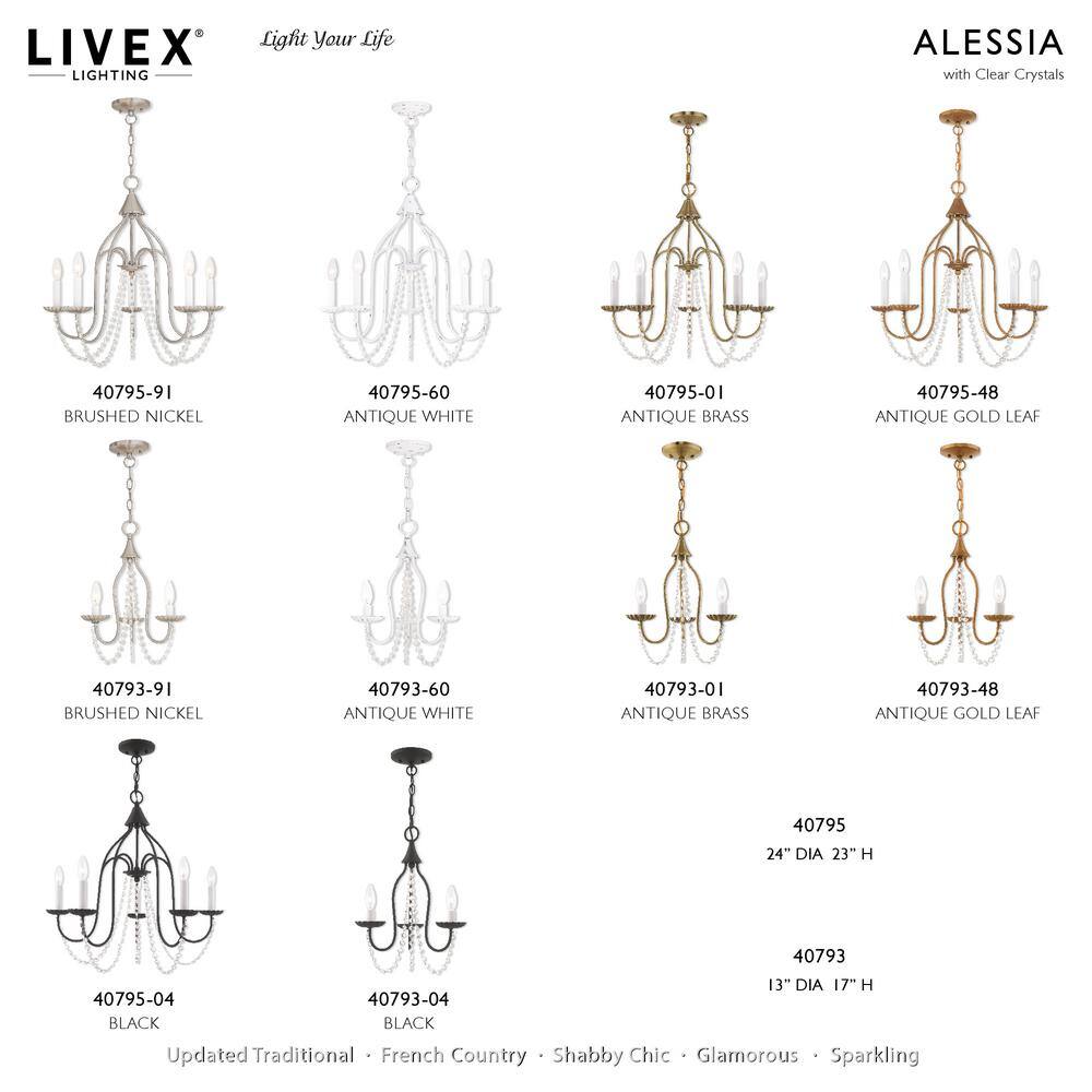 Black Mini Crystal 3-Light Candelabra Chandelier