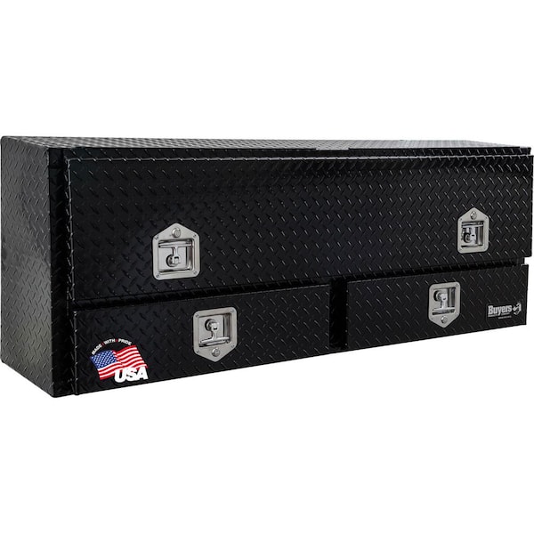 21 x 13 x 60 in. Gloss Black Diamond Tread Aluminum Top Mount Contractor Tool Box with Lower Drawers