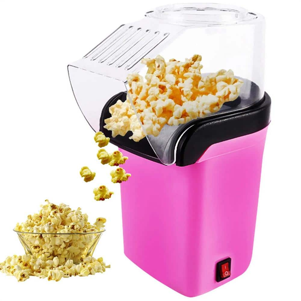 Aoibox 1,100Watt 64 oz. Pink Hot Air Popcorn Machine Hot Air Electric