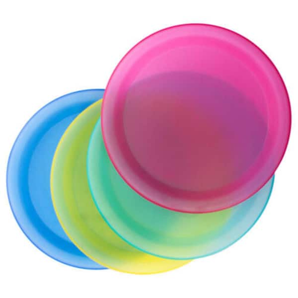 LEXI HOME 10 in. Colorful Plastic Reusable Dinner Plates (Set of 4) MW1910  - The Home Depot