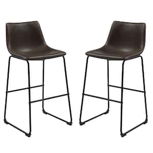 39 in. H Casual Contoured Brown Bar Height Stool (Set of 2)