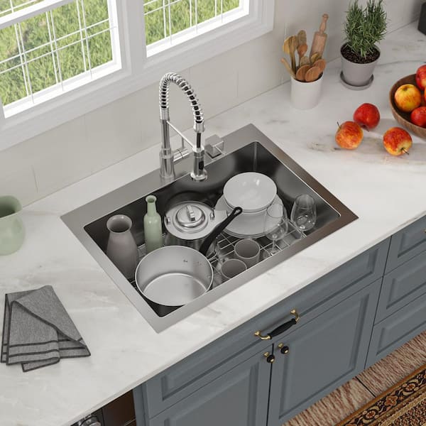 16-Gauge Stainless Steel 30 in. Single Bowl Round Angel Drop-In Kitchen Sink