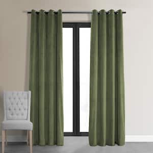 Signature Hunter Green Grommet Blackout Velvet Curtain 50 in. W x 108 in. L (1 Panel)
