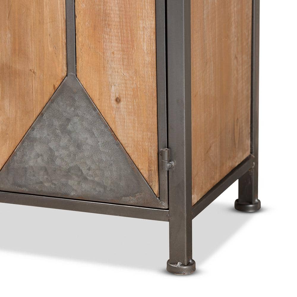 Laurel Gray and Brown Industrial 3-Drawer Cabinet