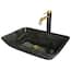 VIGO Glass Round Vessel Bathroom Sink in Onyx Gray with Niko Faucet and ...