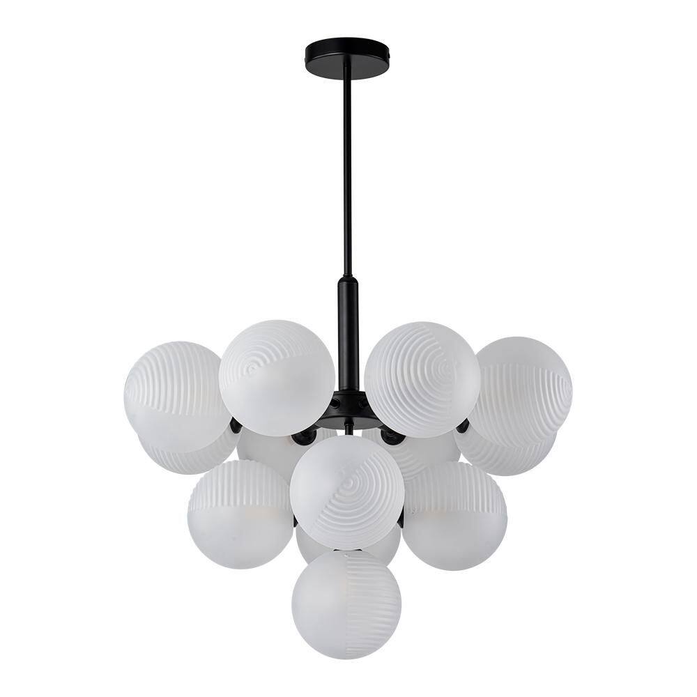 13 Light Matte Black Modern Globe Chandelier Mid Century Pendant Sputnik Ce