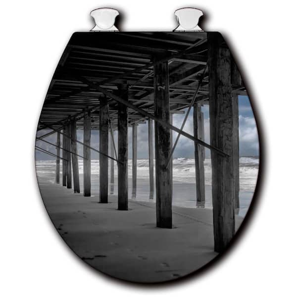 Unbranded Under the Pier Round Closed Front Toilet Seat in White