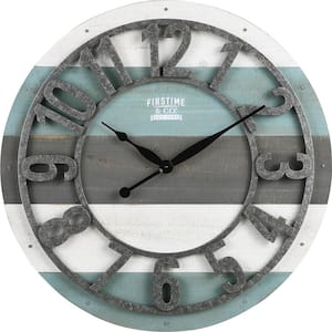 Teal Shabby Farmhouse Planks Clock