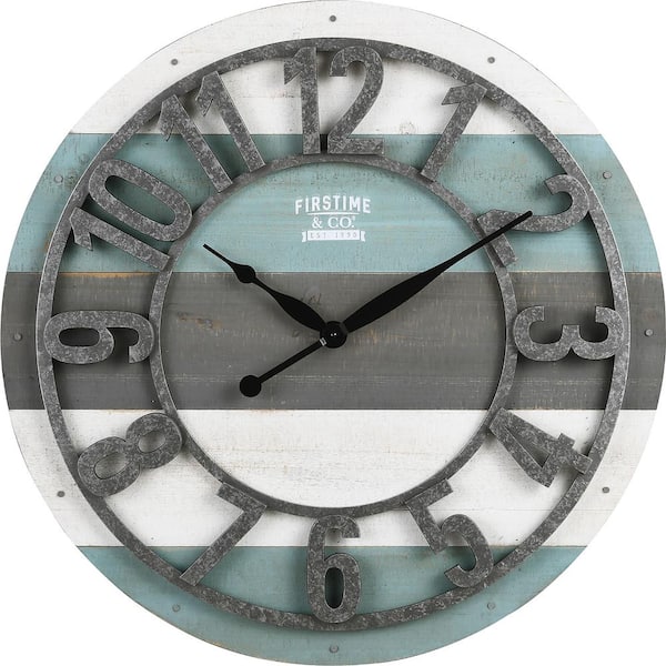 FirsTime & Co. Teal Shabby Farmhouse Planks Clock