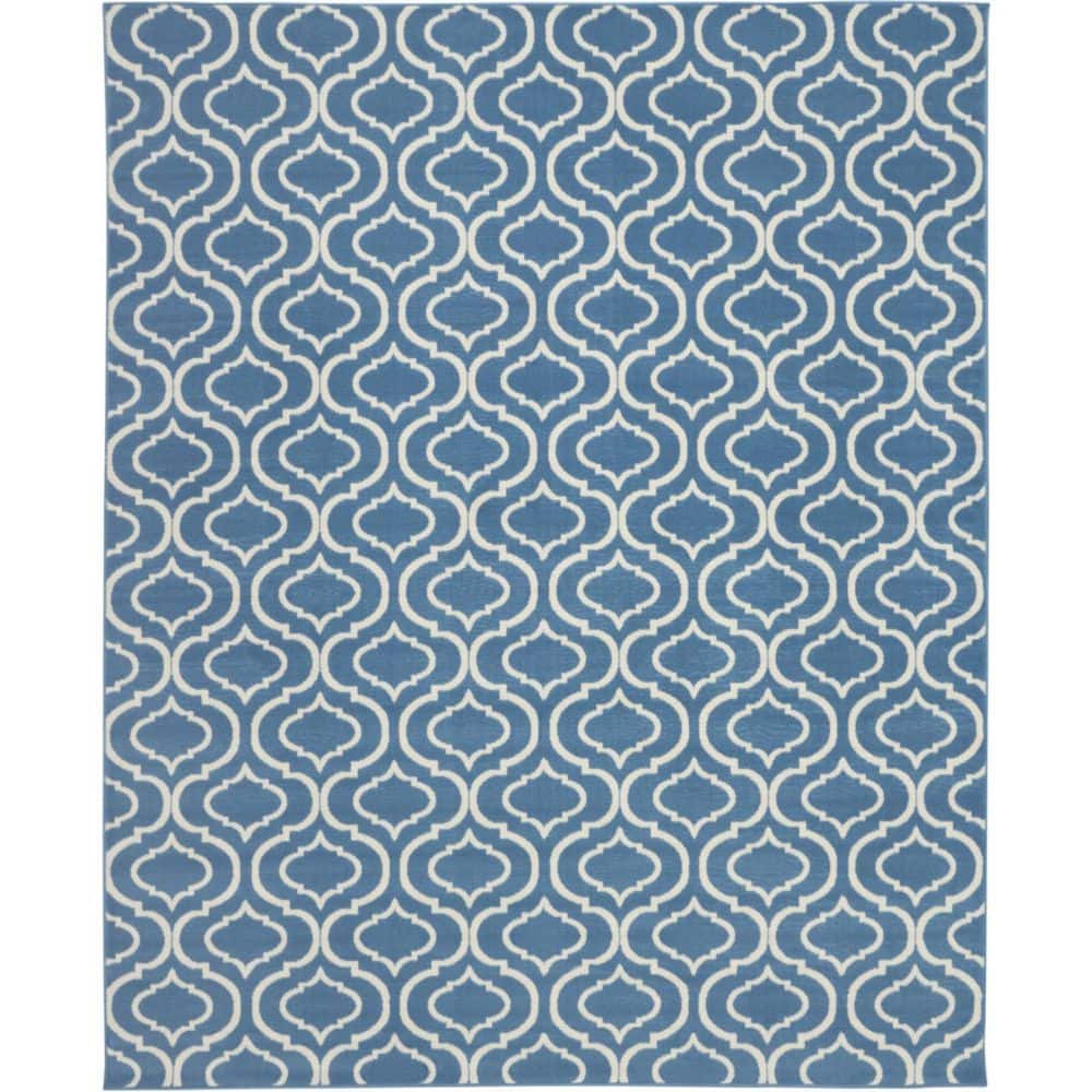 HomeRoots 8 ft. x 10 ft. Blue Moroccan Washable Area Rug Runner Rug ...