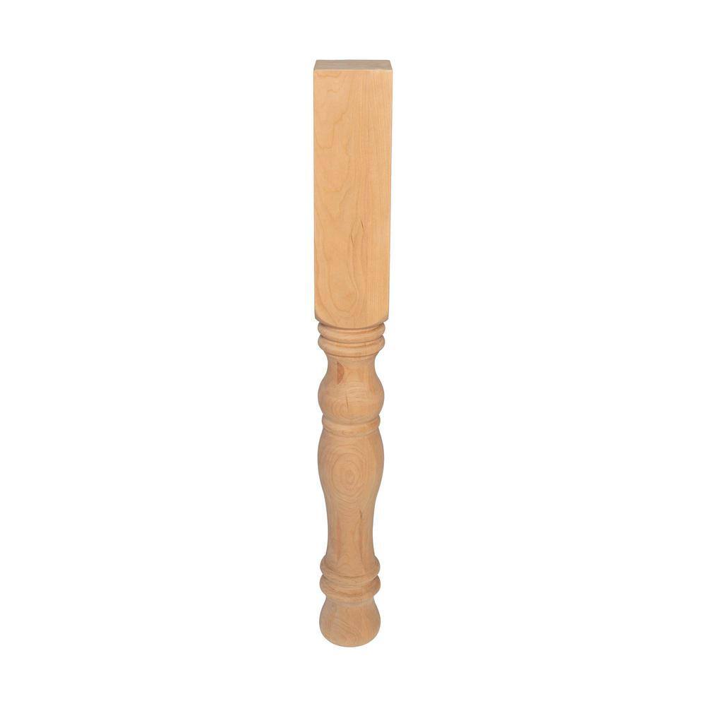 34-1/2in Unfinished Solid Cherry Wood Island Leg