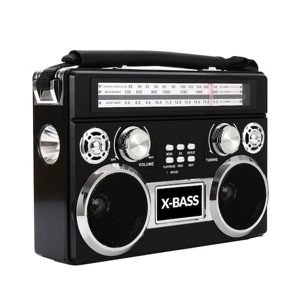 3 Band Radio With Bluetooth and Flashlight in Black