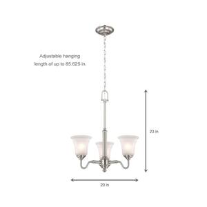 Creekford 3-Light Brushed Nickel Chandelier with Frosted Glass Shades