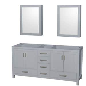 Sheffield 70.75 in. W x 21.5 in. D x 34.25 in. H Double Bath Vanity Cabinet without Top in Gray with MC Mirrors