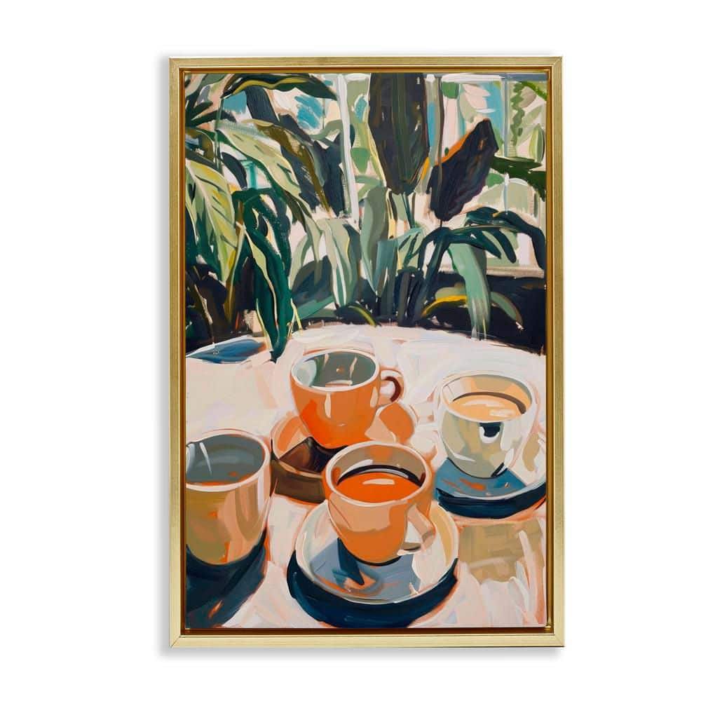 Coffee Time Among Plants by LSR Design Studio Gold Floater Frame Food Graphic Art Print 31 in. x 21 in. price history on PriceWatchPro