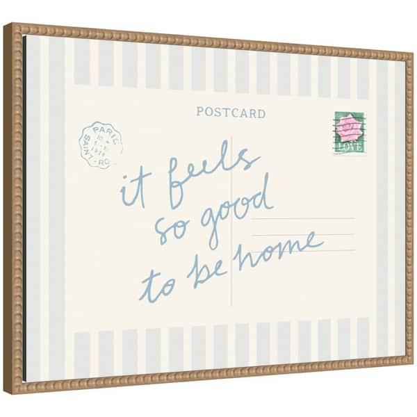 Sylvie "Light Blue Vintage Postcard" by Lucky Guava Baby Framed Canvas Art Print 18 in. x 24 in.